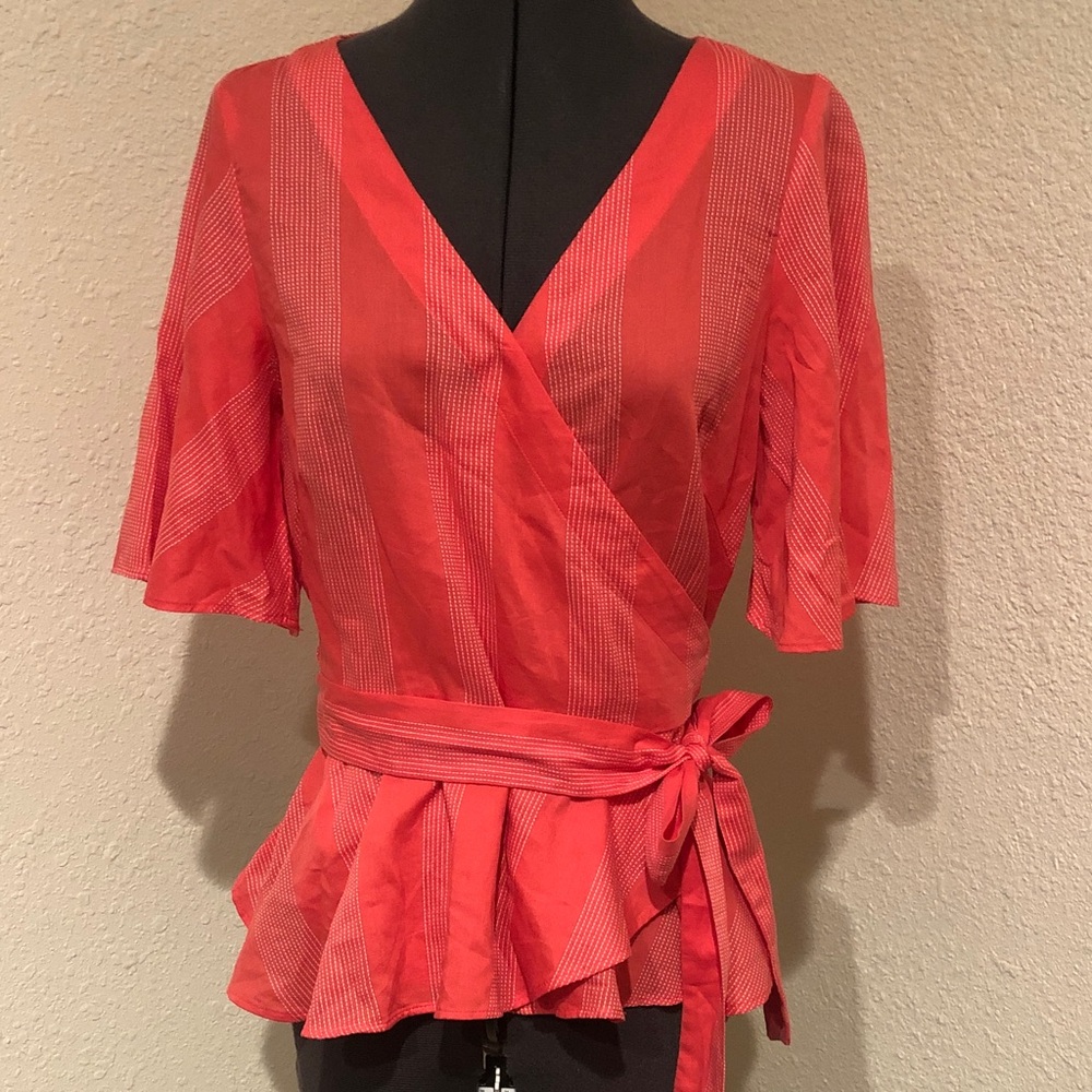 Elegant Red Wrap Top